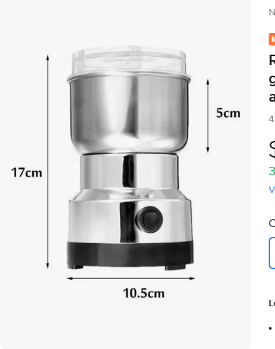 Molinillo Eléctrico de Café y Especias Acero Inoxidable 300W