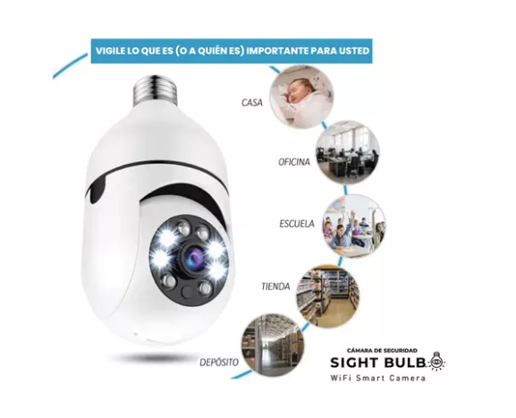 Camara Bombillo Giratoria De Seguridad Wifi 1080p Vision Noc