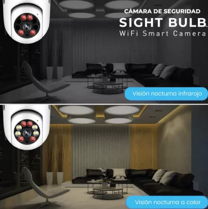 Camara Bombillo Giratoria De Seguridad Wifi 1080p Vision Noc
