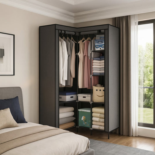 Armario ropero esquinero en tela