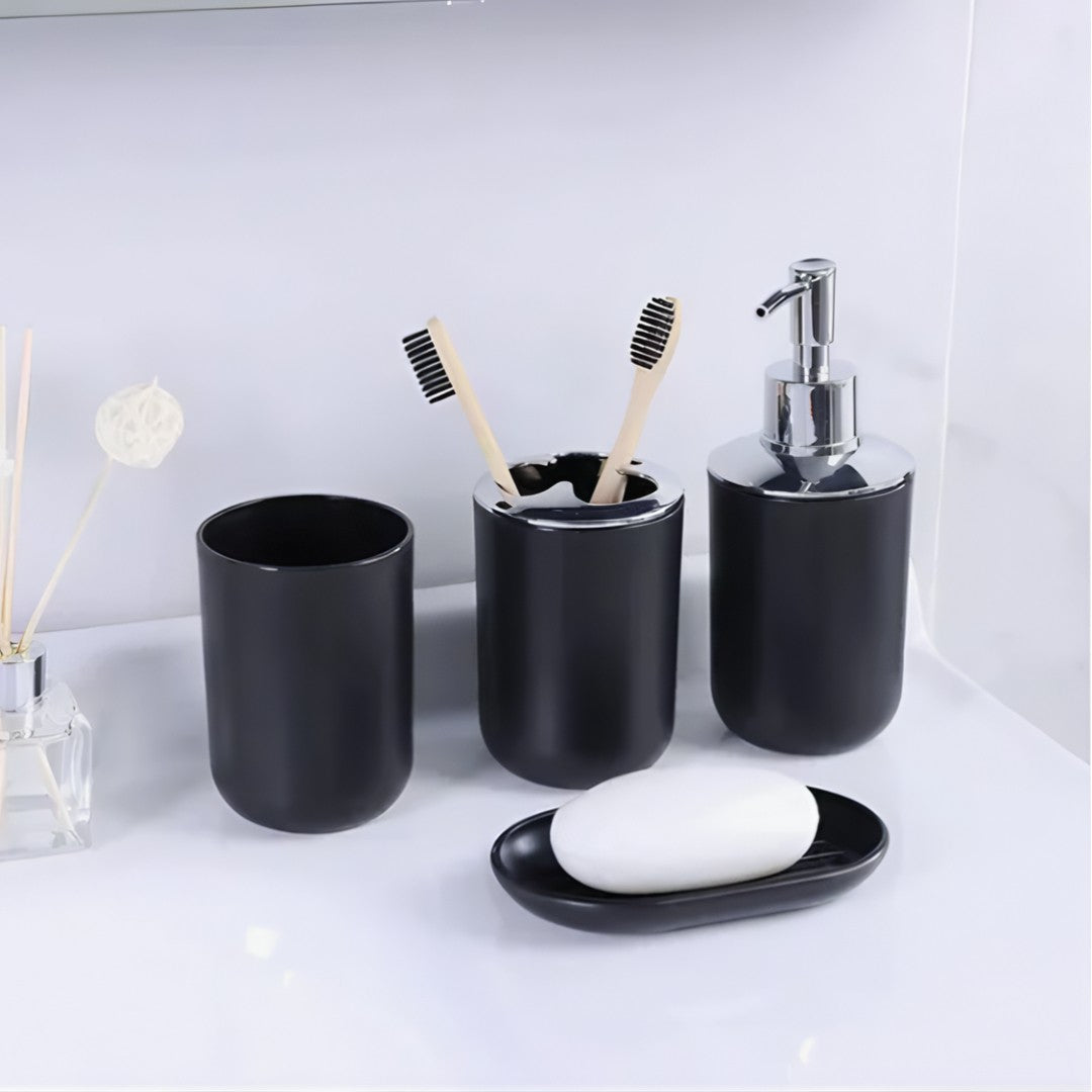 Set de Baño 6 Piezas Negro Diseño Elegante y Funcional