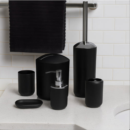 Set de Baño 6 Piezas Negro Diseño Elegante y Funcional