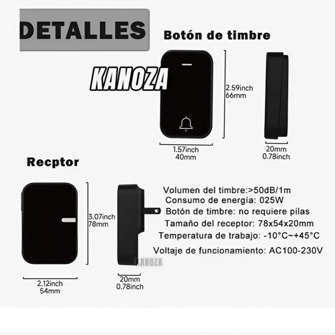 Timbre Inalámbrico Moderno Fácil Instalación y Largo Alcance