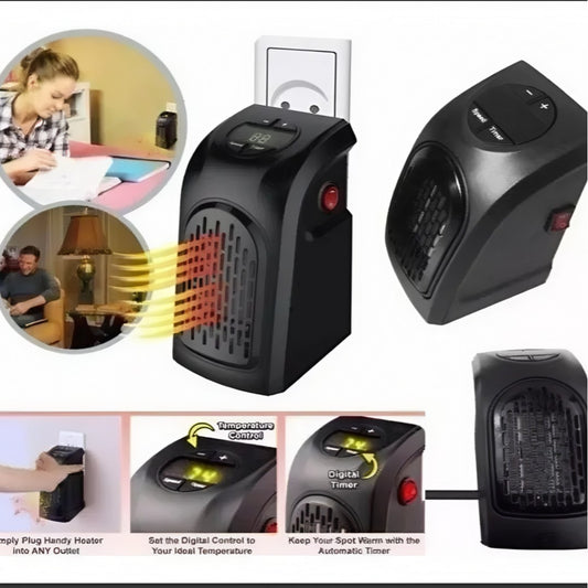 Mini Calefactor Eléctrico Portátil Control Digital y Temporizador