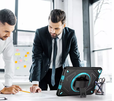 Funda para iPad cuerpo completo a prueba de caídas, soporte giratorio 360