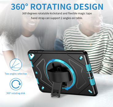 Funda para iPad cuerpo completo a prueba de caídas, soporte giratorio 360