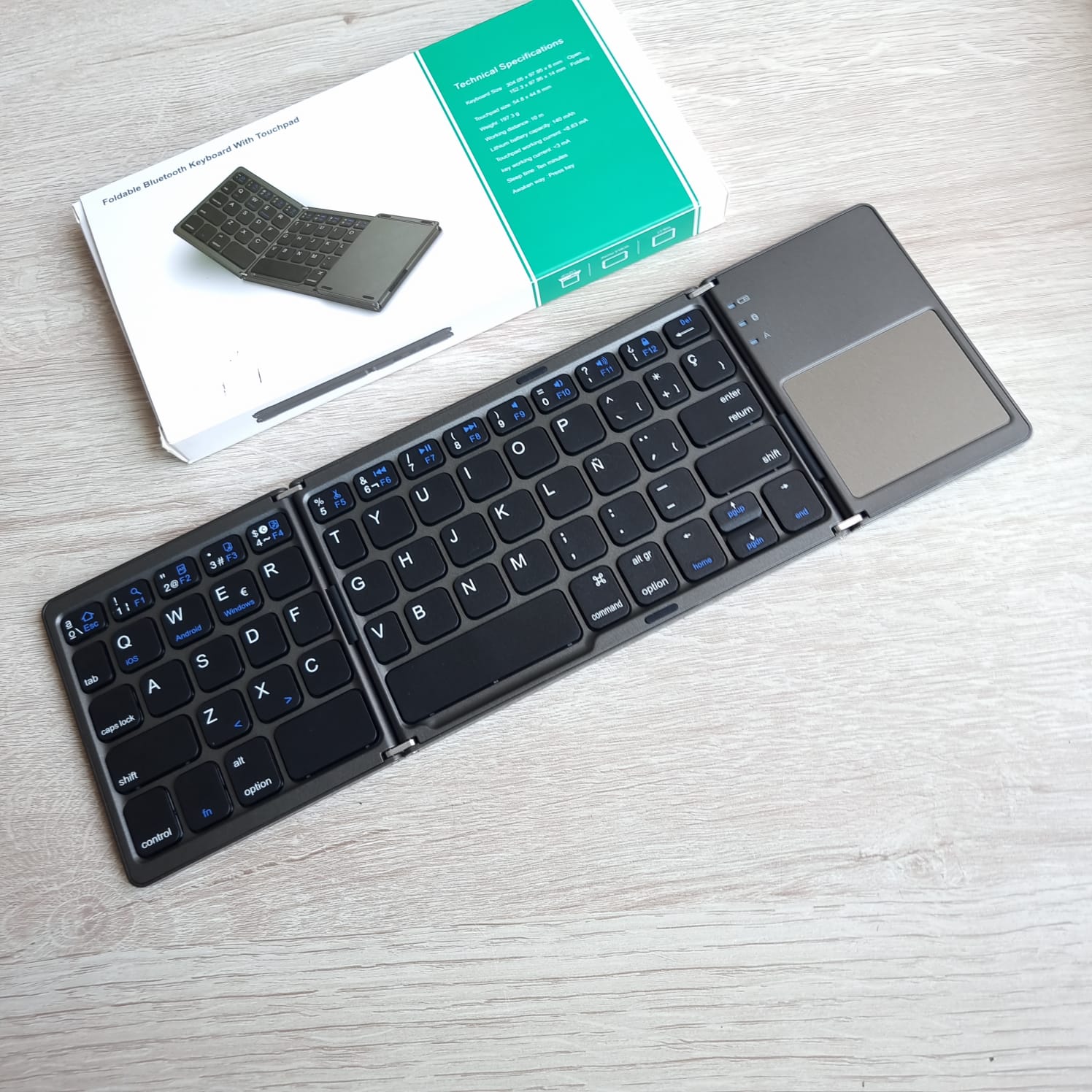 Teclado Bluetooth plegable para viajes, teclado plegable inalámbrico  portátil