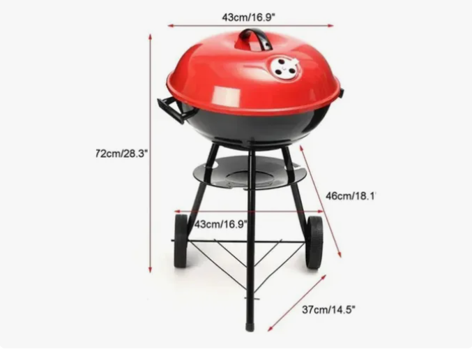 Parrilla Portátil de Carbón con Tapa Asados en Cualquier Lugar
