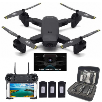 Drone Dm107s Plegable Doble Cámara Wifi Full Hd + 3 Baterías