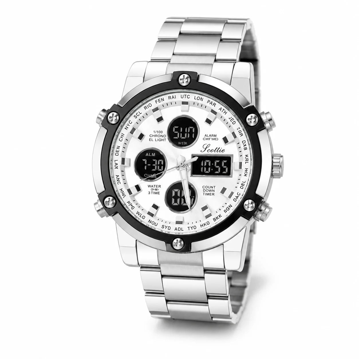 Reloj Scottie Original Dual Time Acero