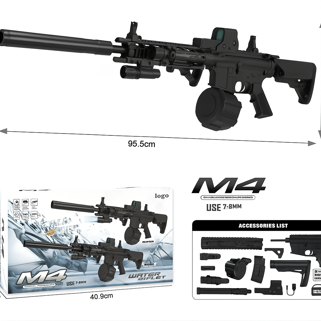Rifle M4 de Hidrogel Mira + Laser + 2 Proveedores