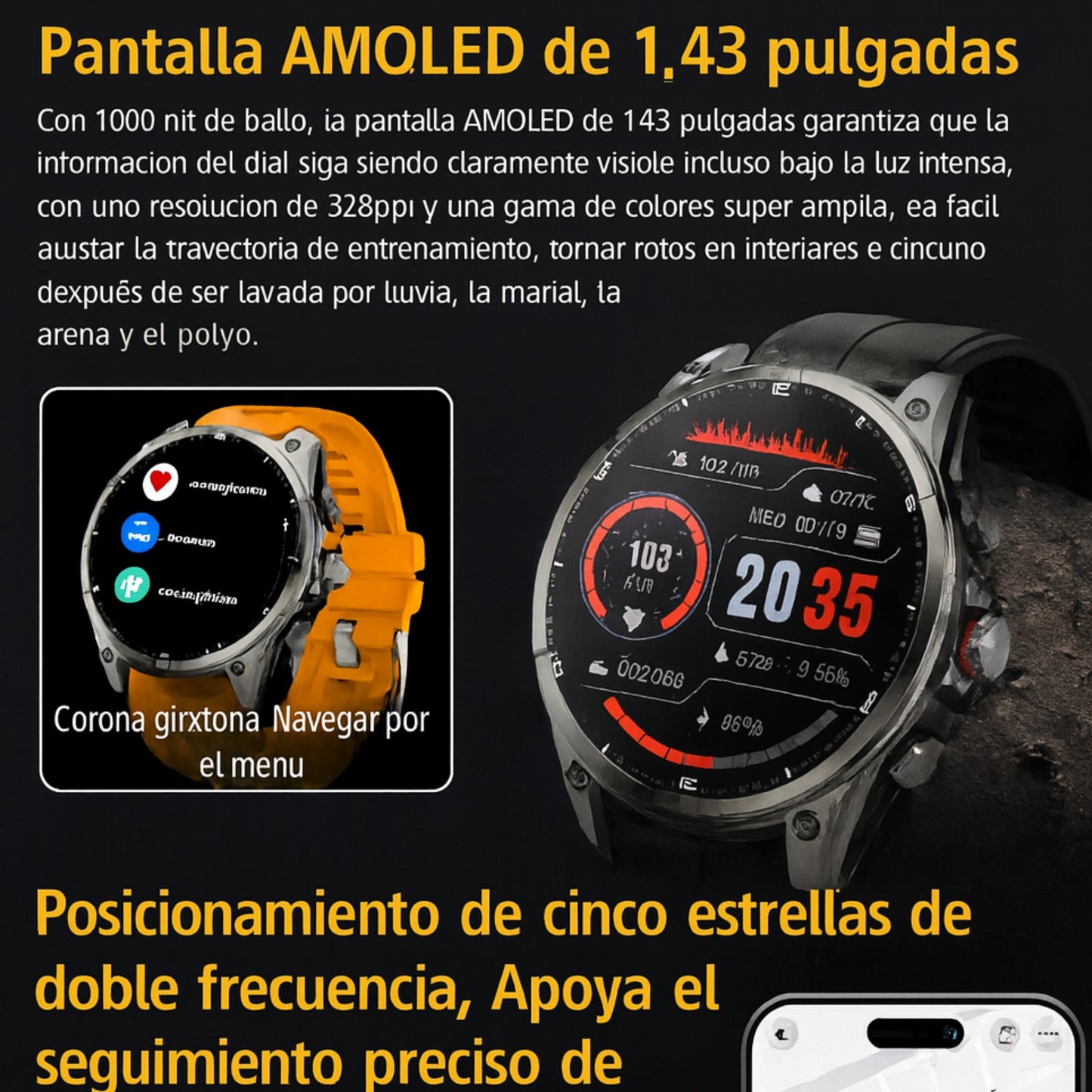 Reloj Inteligente FT66 – GPS, AMOLED 1.43”  5ATM