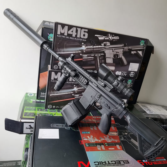 Pistola M416 de Hidrogel con Láser y Linterna Blaster Eléctrico