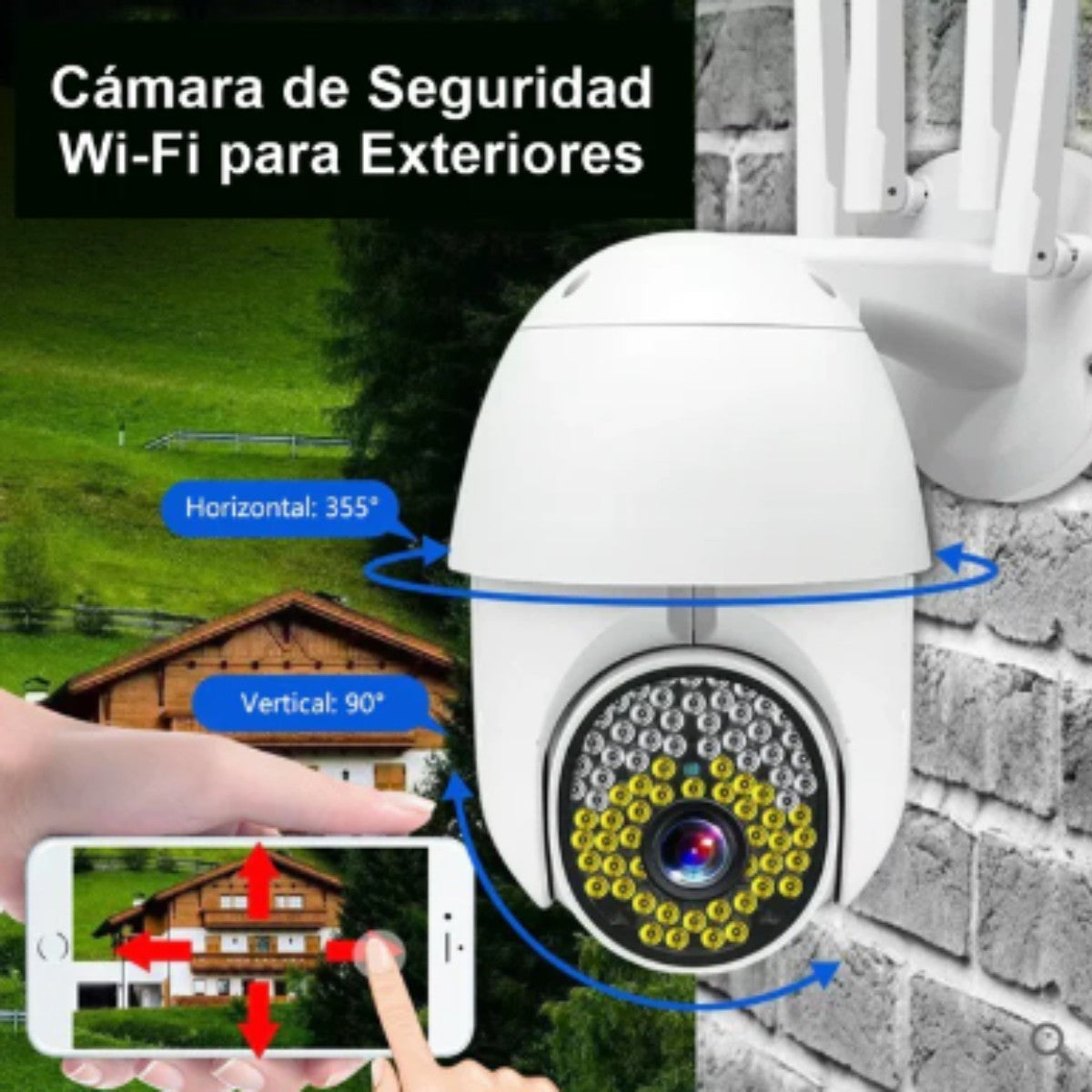 Cámara De Seguridad Exterior Ptz Ip Wifi 1080p V380 Pro Q79