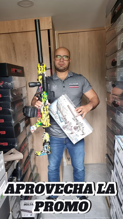 Rifle M4 de Hidrogel Mira + Laser + 2 Proveedores