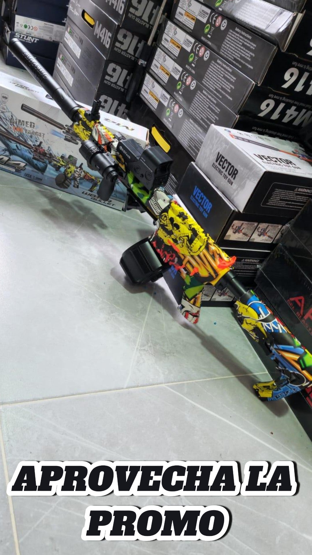 Rifle M4 de Hidrogel Mira + Laser + 2 Proveedores