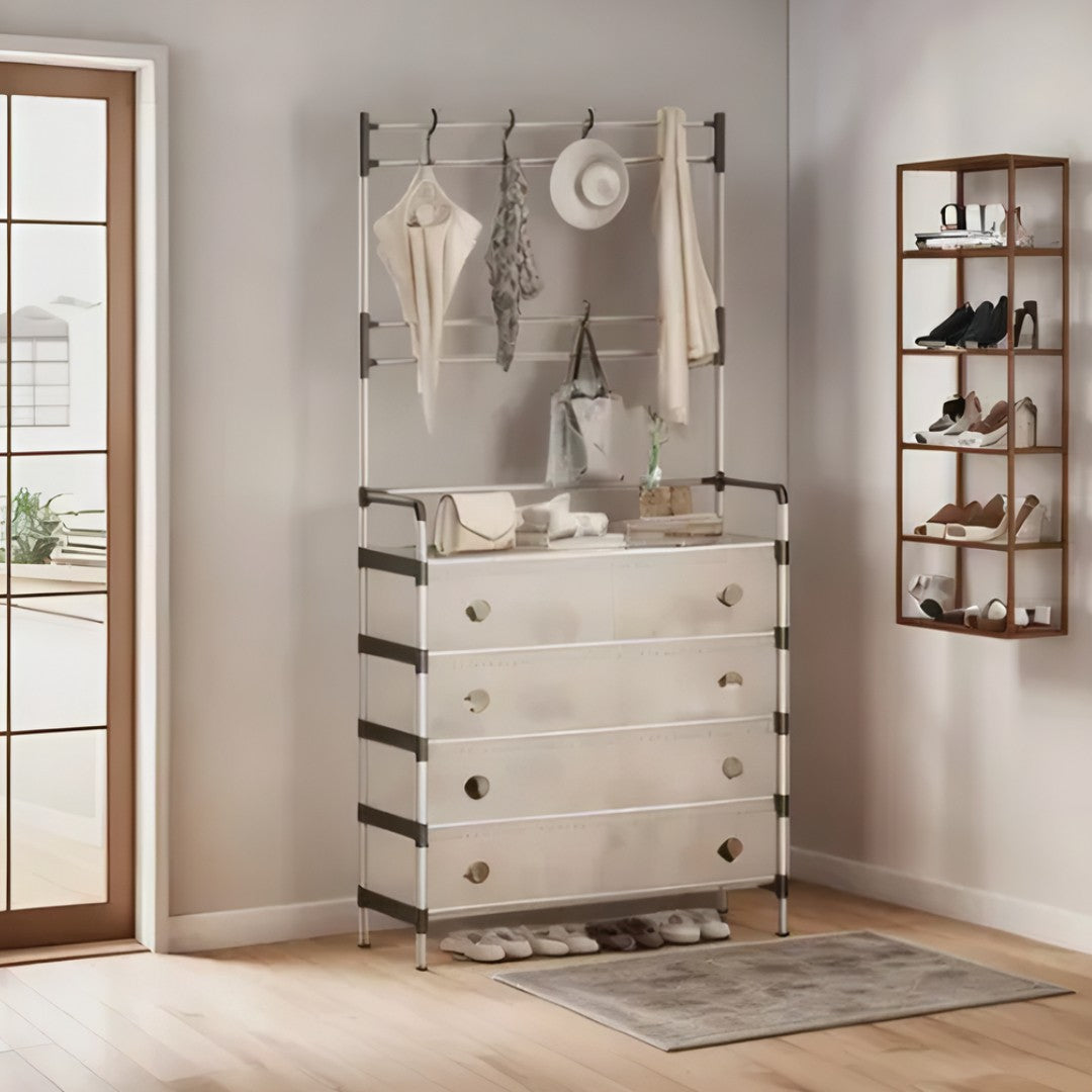 Organizador con Cajonera y Perchero 3 en 1 Estilo Minimalista
