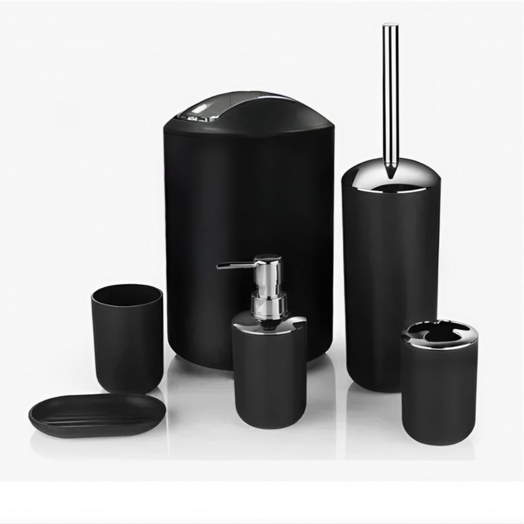 Set de Baño 6 Piezas Negro Diseño Elegante y Funcional