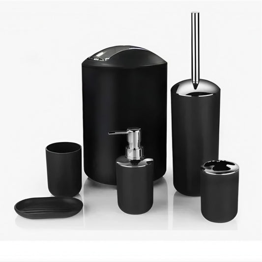 Set de Baño 6 Piezas Negro Diseño Elegante y Funcional