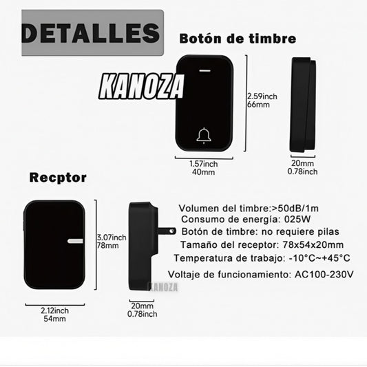 Timbre Inalámbrico Moderno  Fácil Instalación y Largo Alcance