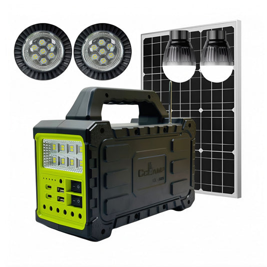 KIT DE ENERGÍA SOLAR PORTÁTIL CON ILUMINACIÓN LED