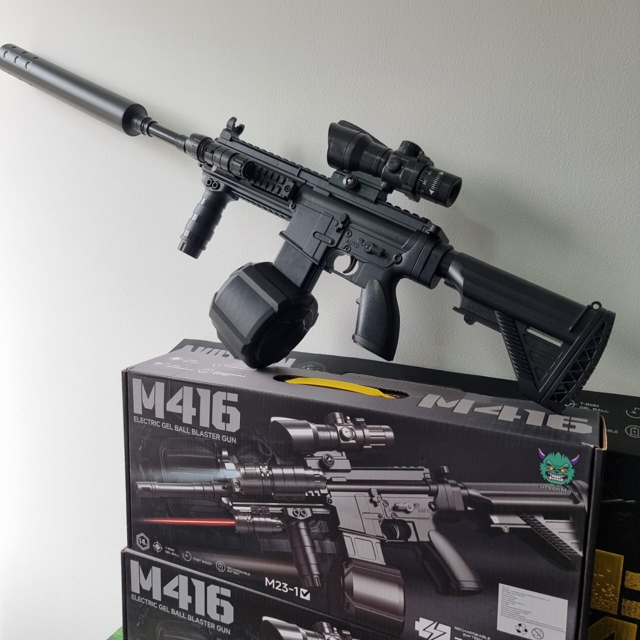 Pistola M416 de Hidrogel con Láser y Linterna Blaster Eléctrico