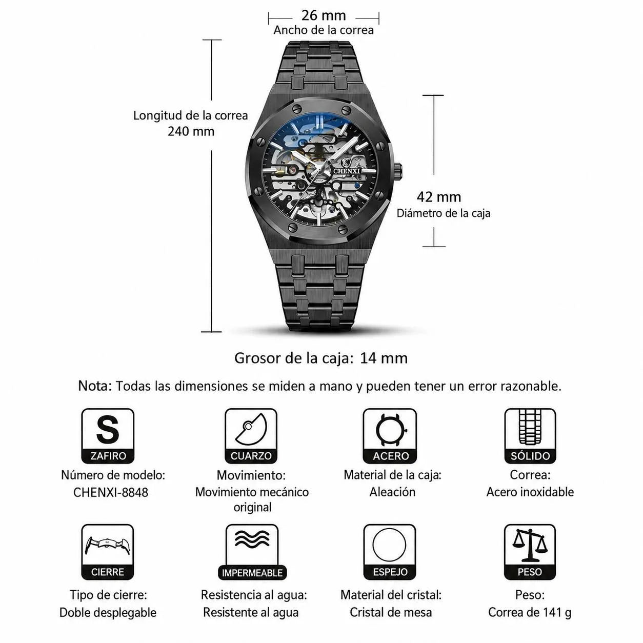 Reloj Chenxi 8848 Automático Skeleton para Hombre